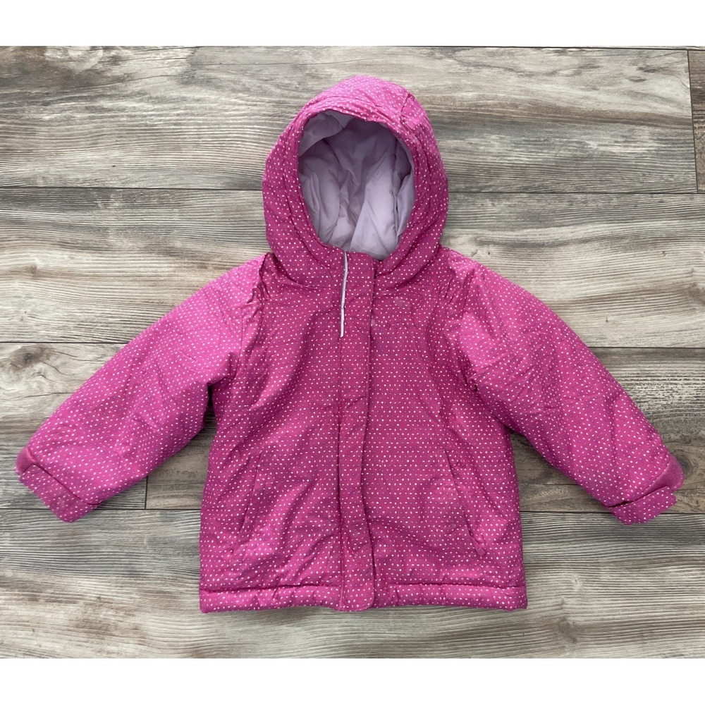 Columbia Toddler Girl Pink Polka Dot Puffer Hooded Jacket Size 3T